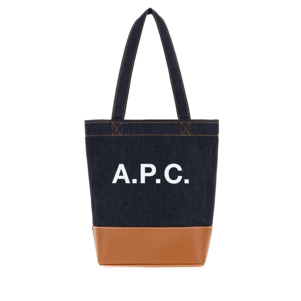 A.P.C. Men Two-Tone Denim And Leather Axelle Shopping Bag
